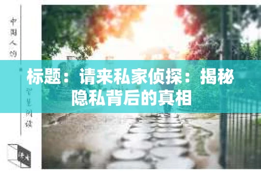 标题：请来私家侦探：揭秘隐私背后的真相